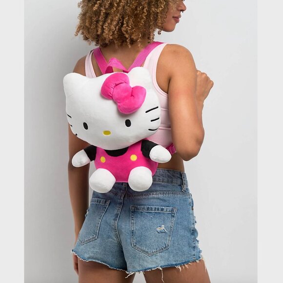 Hello Kitty Pink Shiny Plush Backpack Gift for Fans of All Ages 14" - Picture 1 of 4